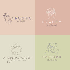 Feminine logo drawing women linear illustration vector art