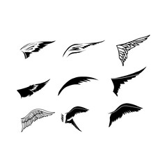 Wings Collection illustration, set of Wings Icon vector, Coat of Arm, Group of Wings vector, Wings Line Vector set.