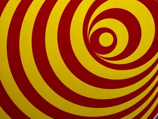 Optical illusion of red and yellow circles.
