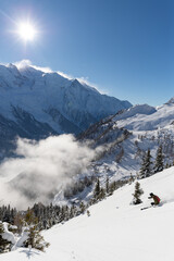 Fototapeta na wymiar Skier above Chamonix