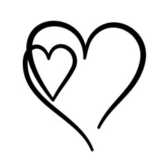 Line art heart with black thin line. PG with transparent background.