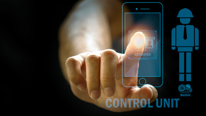 Human finger-pointing virtual icon The concept of setting business goals together as a group of organizations and challenges in business marketing, teamwork, and agency. work inspiration