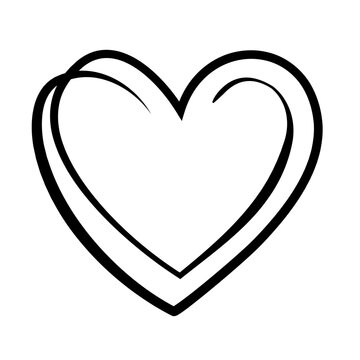 Line art heart with black thin line. PG with transparent background.