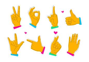 Fototapeta premium International hand gestures - set of flat design style illustrations