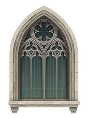 Fototapeta na wymiar Medieval Gothic stained glass window arch