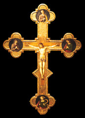 Antique crucifix made of gold - Roman Catholic Church, Jesus Christ.