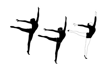 Naklejka na ściany i meble Flat design gymnast, gym girl silhouette illustration. Gymnastics. Isolated vector