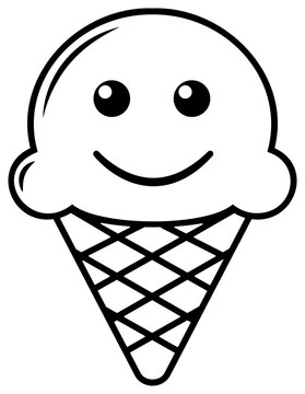 Ice cream emoticon. PNG with transparent background.