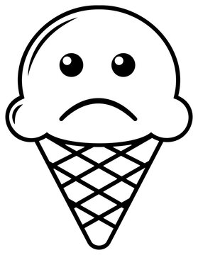 Ice cream emoticon. PNG with transparent background.