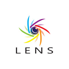 photography camera logo icon vector design template isolated on black background