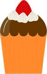 Strawberry Chocolate Cupcakes, illustration in a cartoon style. Logo for cafes, restaurants, coffee shops, catering.
