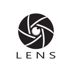 photography camera logo icon vector design template isolated on black background