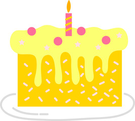 happy birthday cake, illustration in a cartoon style. Logo for cafes, restaurants, coffee shops, catering.