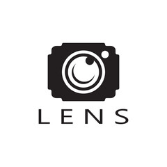 photography camera logo icon vector design template isolated on black background