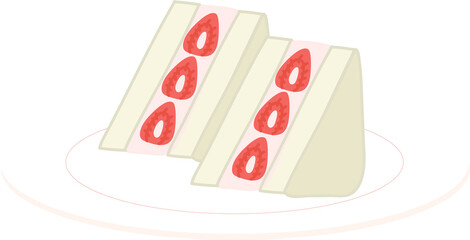 strawberry fruit sandwiches, illustration in a cartoon style. Logo for cafes, restaurants, coffee shops, catering.