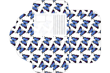 Envelope Design With Blue Butterfly Pattern Theme