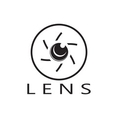 photography camera logo icon vector design template isolated on black background