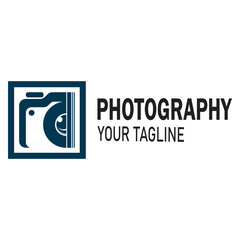 photography camera logo icon vector design template isolated on black background