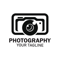 photography camera logo icon vector design template isolated on black background