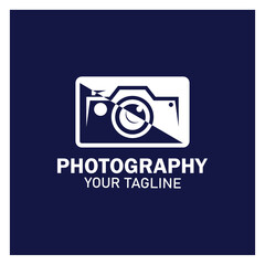 photography camera logo icon vector design template isolated on black background