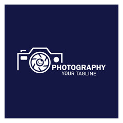 photography camera logo icon vector design template isolated on black background