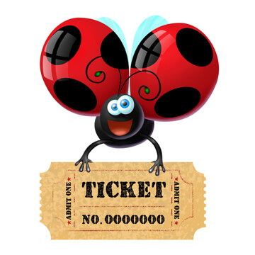 coccinella con ticket in mano