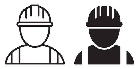 ofvs159 OutlineFilledVectorSign ofvs - construction worker with safety helmet vector icon . contractor supervisor . construction site . transparent . outline filled version . AI 10 / EPS 10 . g11498 - obrazy, fototapety, plakaty