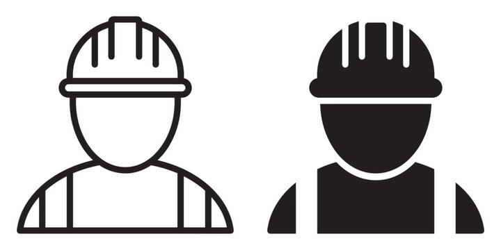 ofvs159 OutlineFilledVectorSign ofvs - construction worker with safety helmet vector icon . contractor supervisor . construction site . transparent . outline filled version . AI 10 / EPS 10 . g11498