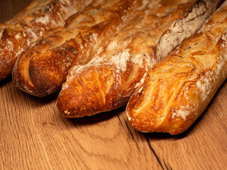 French baguette - a symbol of bread in French bakeries