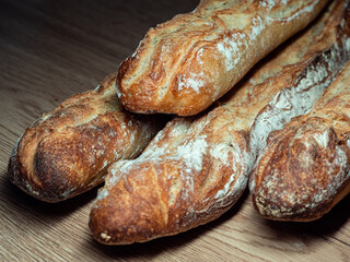 French baguette - a symbol of bread in French bakeries