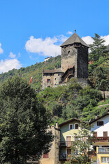 Fototapeta na wymiar Castle Branzoll in Chiusa (Klausen), on the hill in Dolomites region, South Tyrol, Italy