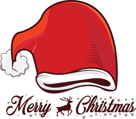 Santa Claus hat. Winter clothes.  holiday cap to Xmas illustration. Red Santa top hat isolated on white background. a hat covering for the head worn for warmth, as a part of uniform fashion