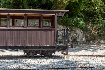 Railway wagon at the station on a sunny summer day