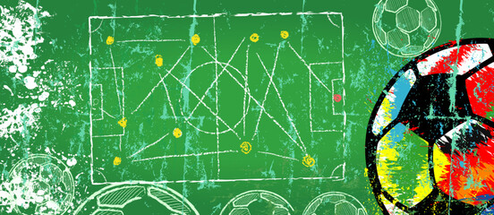 soccer ball and playing field, great soccer event this year, super grunge soccer or football vector illustration, free copy space © Thomas Bethge
