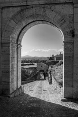 Magic of Spello in black and white. Umbria