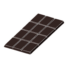 Dark, black chocolate bar in doodle style. Hand Drawn. Freehand drawing. Sketch.	