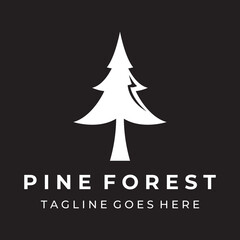 Creative abstract pine tree and pine forest Logo template design isolated background.Logos for badges,business,christmas,brands and natural products.