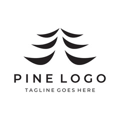 Creative abstract pine tree and pine forest Logo template design isolated background.Logos for badges,business,christmas,brands and natural products.