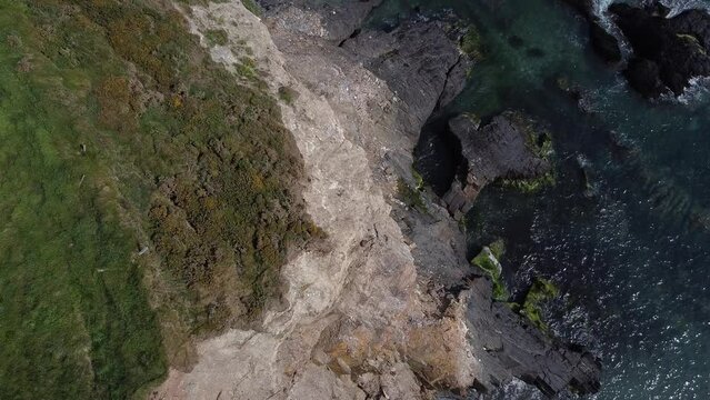 Sea waves rush on the rocky shore. Beautiful seascape. Celtic Sea, full hd video.