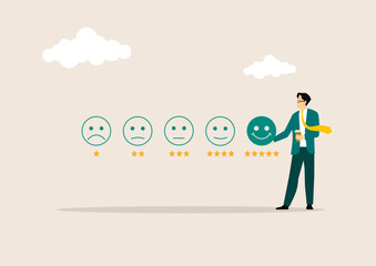 Users gives a ratings to service experience on online application for customer review satisfaction feedback survey vector illustration concept.