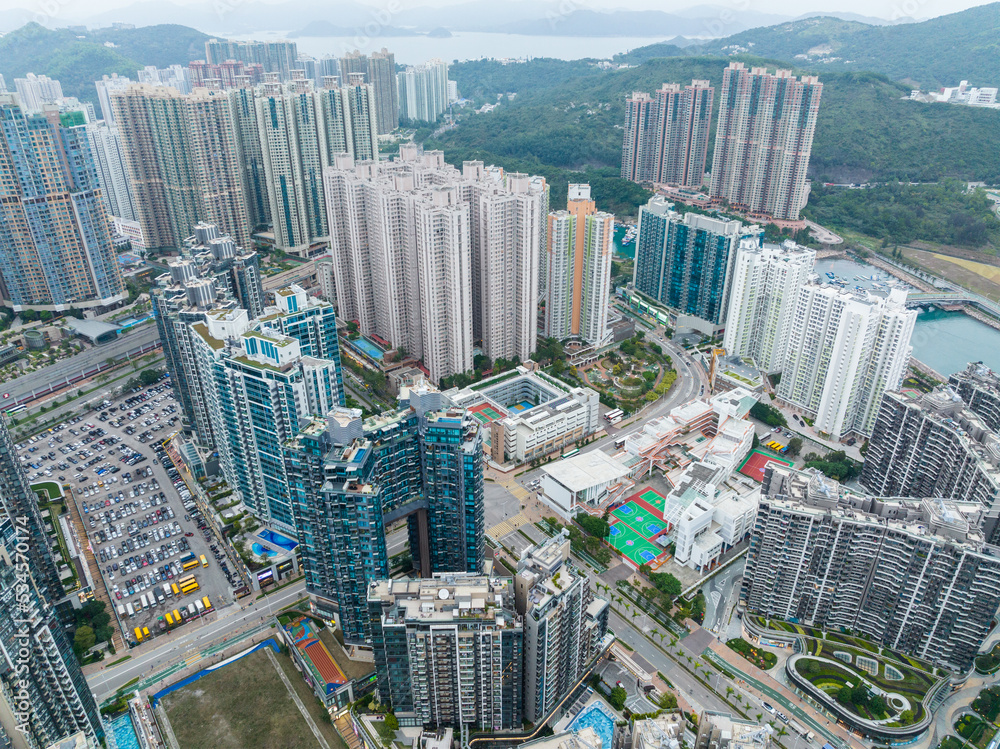 Wall mural Top view of Hong Kong city