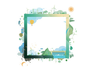 ESG and ECO friendly community frame-square 2 shows by the green environmental its suit to add words inside about ESG - Environmental, Social, and Governance vector illustration graphic EPS 10