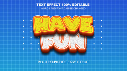 3D fun text effect editable vector eps
