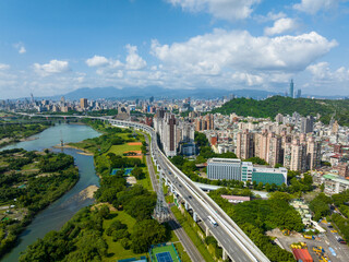 Top view of Taipei city downtown