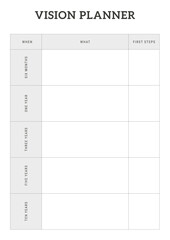 black and white vision planner