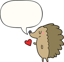 cute cartoon hedgehog with speech bubble