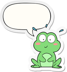 cute cartoon frog with speech bubble sticker