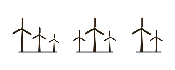Set of windmill / wind turbine illustrations isolated on a white background. © Dines