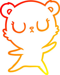 warm gradient line drawing of a peaceful cartoon polar bear