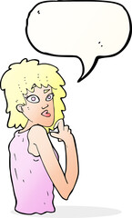 cartoon surprised woman with speech bubble
